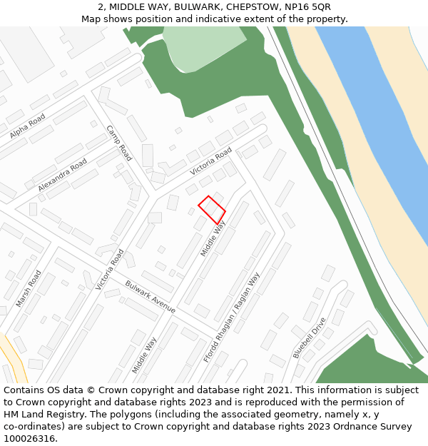 2, MIDDLE WAY, BULWARK, CHEPSTOW, NP16 5QR: Location map and indicative extent of plot