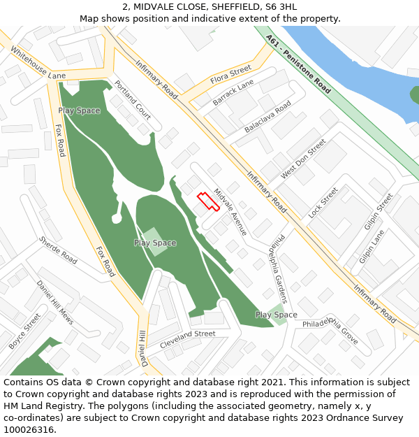 2, MIDVALE CLOSE, SHEFFIELD, S6 3HL: Location map and indicative extent of plot