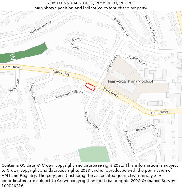 2, MILLENNIUM STREET, PLYMOUTH, PL2 3EE: Location map and indicative extent of plot