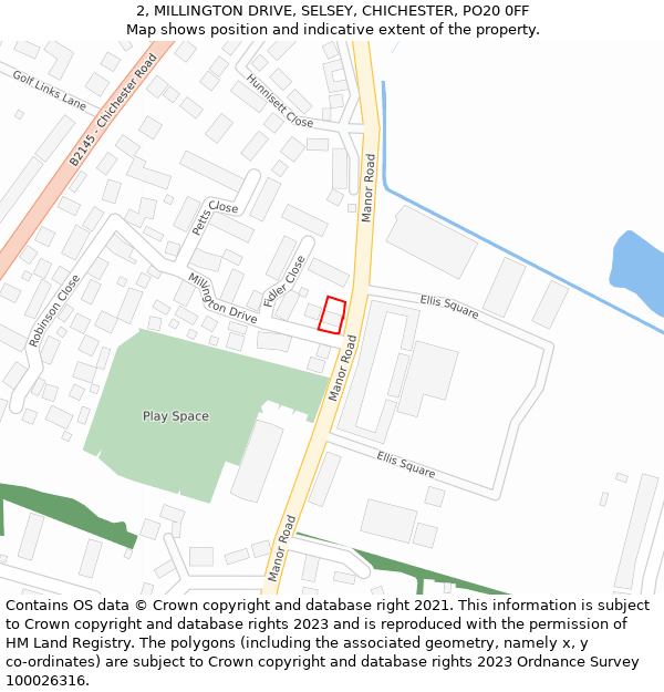 2, MILLINGTON DRIVE, SELSEY, CHICHESTER, PO20 0FF: Location map and indicative extent of plot