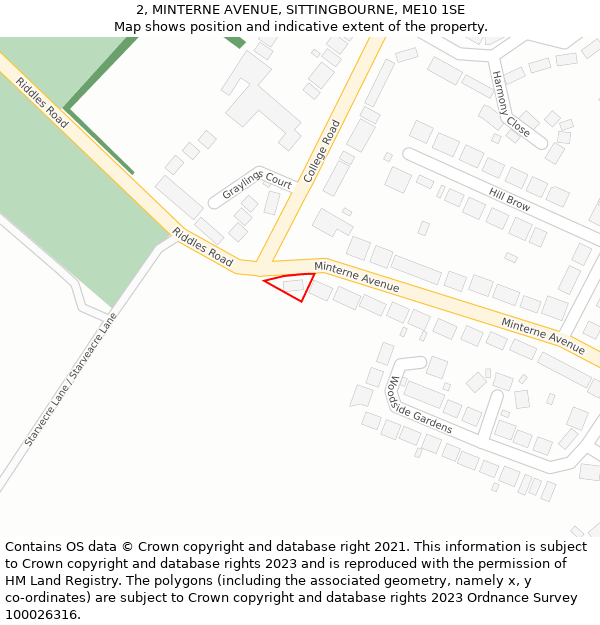 2, MINTERNE AVENUE, SITTINGBOURNE, ME10 1SE: Location map and indicative extent of plot