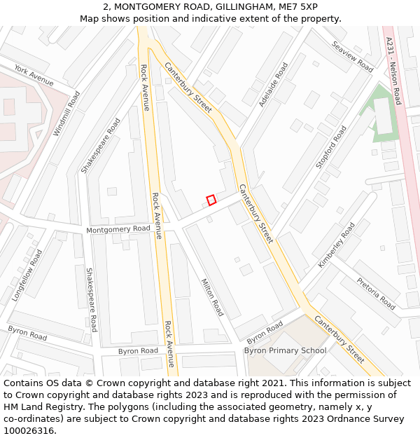 2, MONTGOMERY ROAD, GILLINGHAM, ME7 5XP: Location map and indicative extent of plot