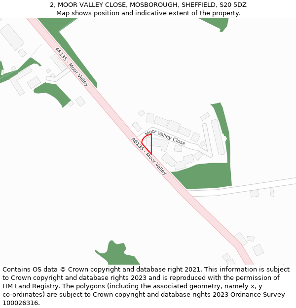 2, MOOR VALLEY CLOSE, MOSBOROUGH, SHEFFIELD, S20 5DZ: Location map and indicative extent of plot
