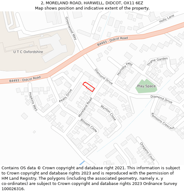 2, MORELAND ROAD, HARWELL, DIDCOT, OX11 6EZ: Location map and indicative extent of plot