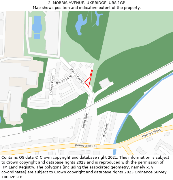 2, MORRIS AVENUE, UXBRIDGE, UB8 1GP: Location map and indicative extent of plot
