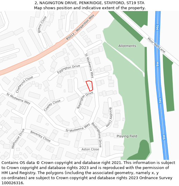 2, NAGINGTON DRIVE, PENKRIDGE, STAFFORD, ST19 5TA: Location map and indicative extent of plot