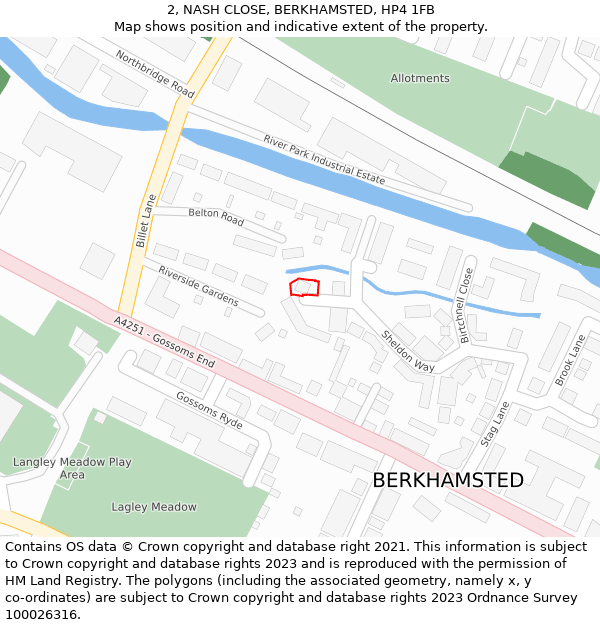 2, NASH CLOSE, BERKHAMSTED, HP4 1FB: Location map and indicative extent of plot