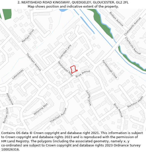 2, NEATISHEAD ROAD KINGSWAY, QUEDGELEY, GLOUCESTER, GL2 2FL: Location map and indicative extent of plot