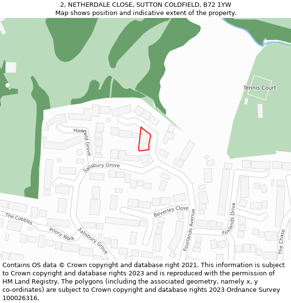 2, NETHERDALE CLOSE, SUTTON COLDFIELD, B72 1YW: Location map and indicative extent of plot