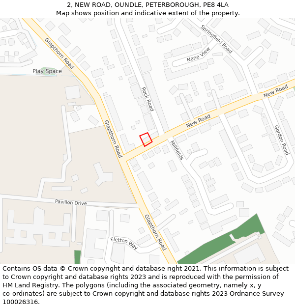 2, NEW ROAD, OUNDLE, PETERBOROUGH, PE8 4LA: Location map and indicative extent of plot