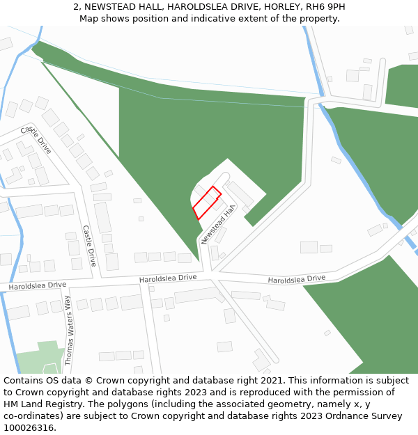 2, NEWSTEAD HALL, HAROLDSLEA DRIVE, HORLEY, RH6 9PH: Location map and indicative extent of plot