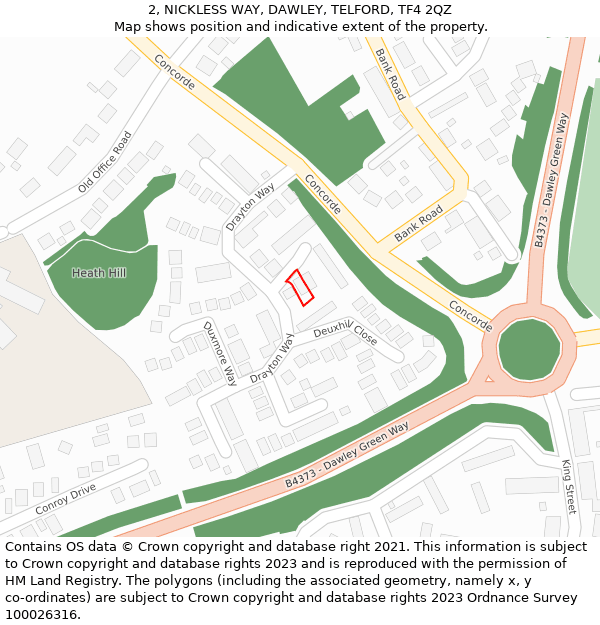 2, NICKLESS WAY, DAWLEY, TELFORD, TF4 2QZ: Location map and indicative extent of plot