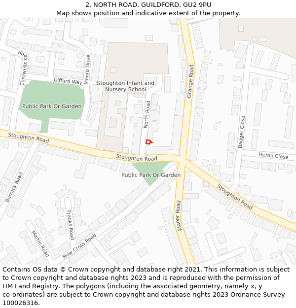 2, NORTH ROAD, GUILDFORD, GU2 9PU: Location map and indicative extent of plot