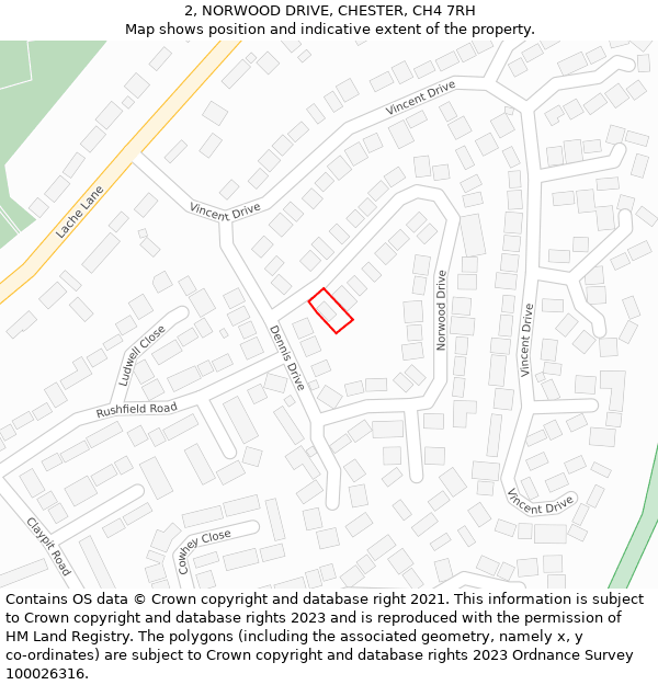 2, NORWOOD DRIVE, CHESTER, CH4 7RH: Location map and indicative extent of plot