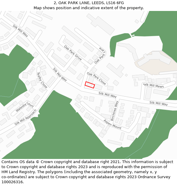 2, OAK PARK LANE, LEEDS, LS16 6FG: Location map and indicative extent of plot