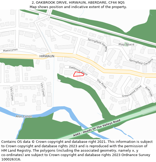 2, OAKBROOK DRIVE, HIRWAUN, ABERDARE, CF44 9QS: Location map and indicative extent of plot