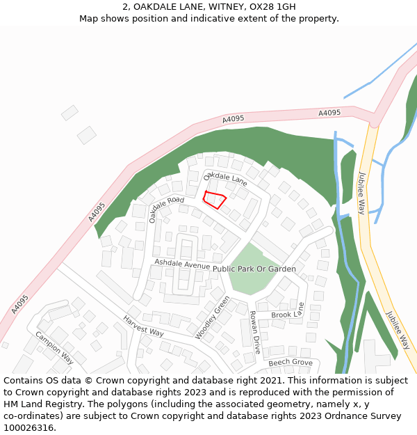 2, OAKDALE LANE, WITNEY, OX28 1GH: Location map and indicative extent of plot