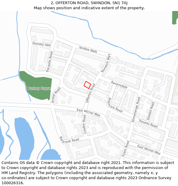 2, OFFERTON ROAD, SWINDON, SN1 7AJ: Location map and indicative extent of plot
