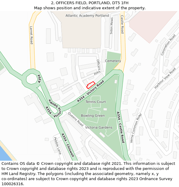 2, OFFICERS FIELD, PORTLAND, DT5 1FH: Location map and indicative extent of plot