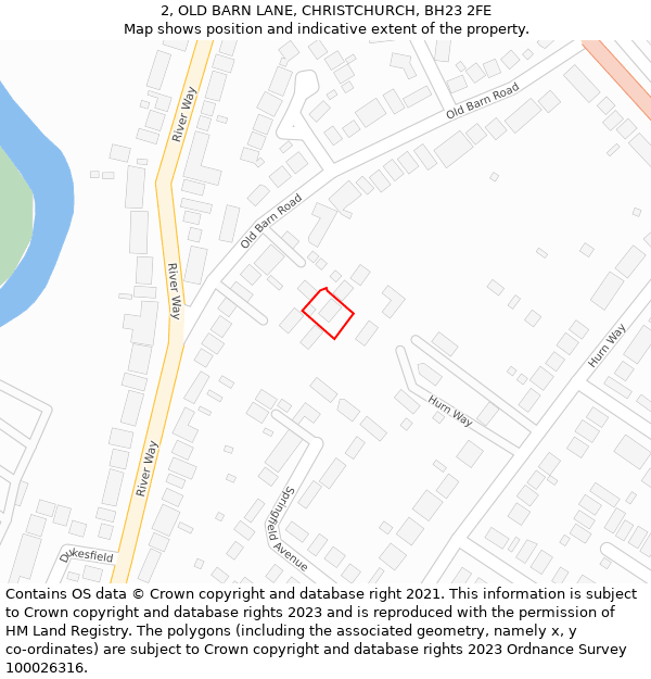 2, OLD BARN LANE, CHRISTCHURCH, BH23 2FE: Location map and indicative extent of plot