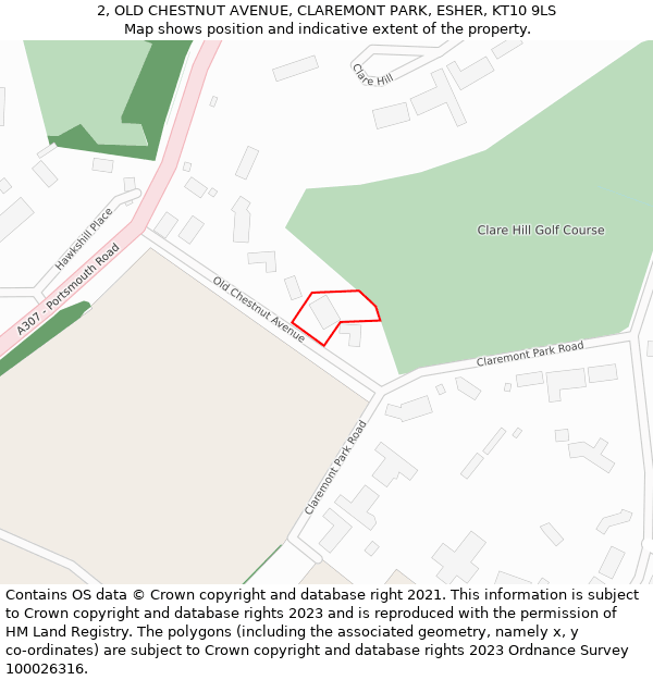 2, OLD CHESTNUT AVENUE, CLAREMONT PARK, ESHER, KT10 9LS: Location map and indicative extent of plot