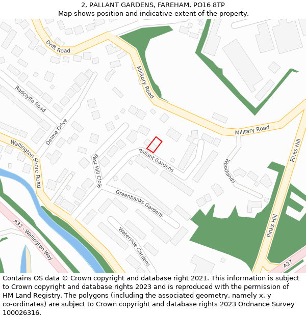 2, PALLANT GARDENS, FAREHAM, PO16 8TP: Location map and indicative extent of plot