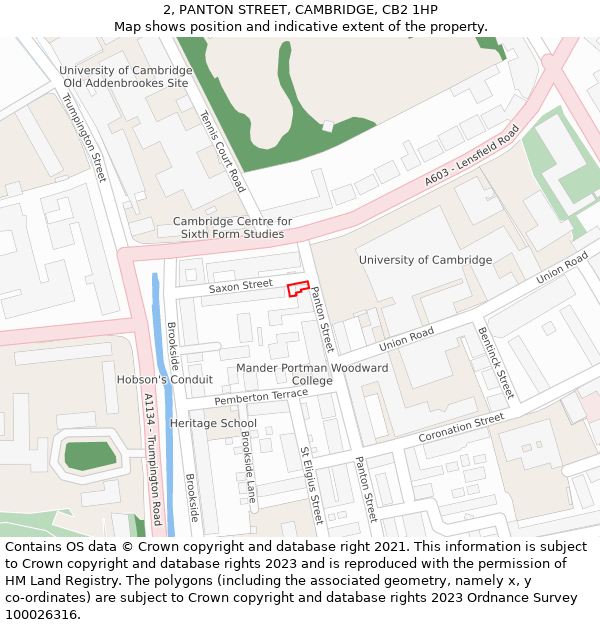 2, PANTON STREET, CAMBRIDGE, CB2 1HP: Location map and indicative extent of plot