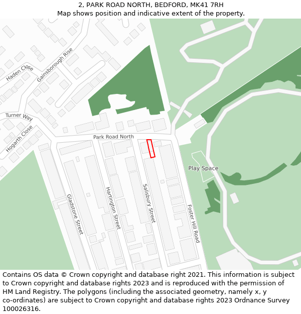 2, PARK ROAD NORTH, BEDFORD, MK41 7RH: Location map and indicative extent of plot