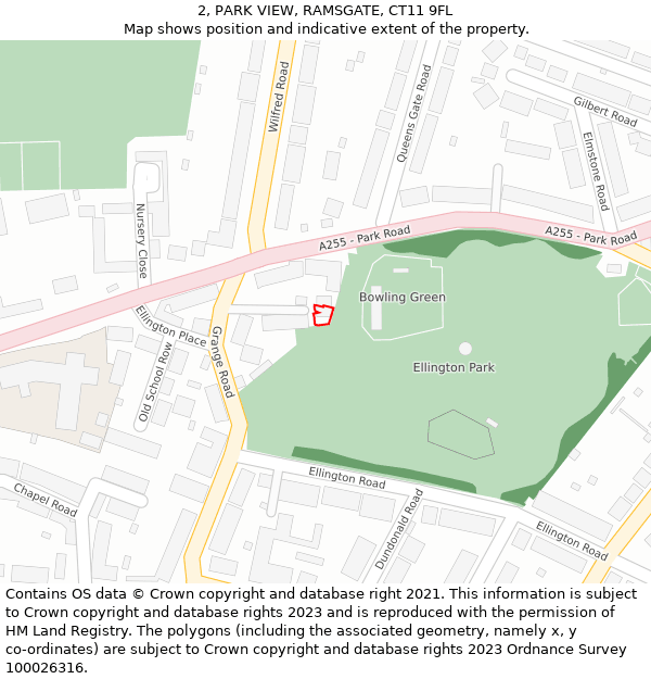 2, PARK VIEW, RAMSGATE, CT11 9FL: Location map and indicative extent of plot