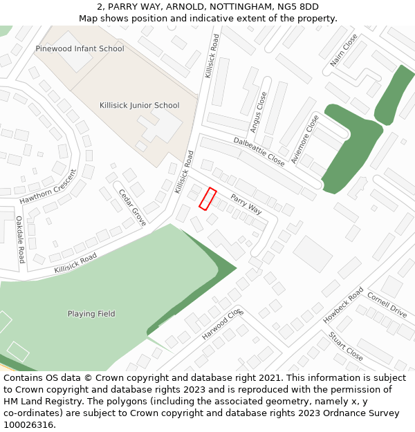2, PARRY WAY, ARNOLD, NOTTINGHAM, NG5 8DD: Location map and indicative extent of plot