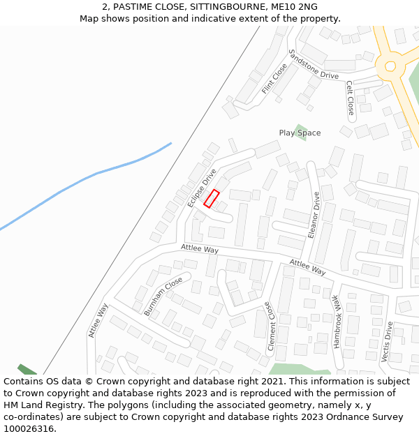 2, PASTIME CLOSE, SITTINGBOURNE, ME10 2NG: Location map and indicative extent of plot