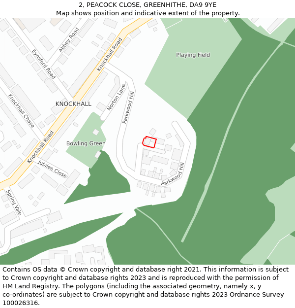 2, PEACOCK CLOSE, GREENHITHE, DA9 9YE: Location map and indicative extent of plot