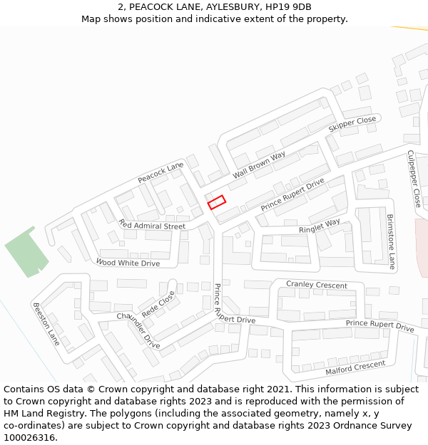 2, PEACOCK LANE, AYLESBURY, HP19 9DB: Location map and indicative extent of plot