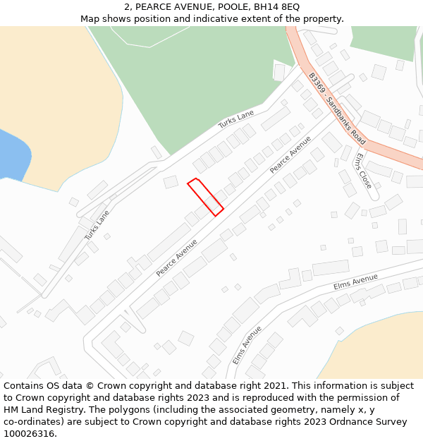 2, PEARCE AVENUE, POOLE, BH14 8EQ: Location map and indicative extent of plot