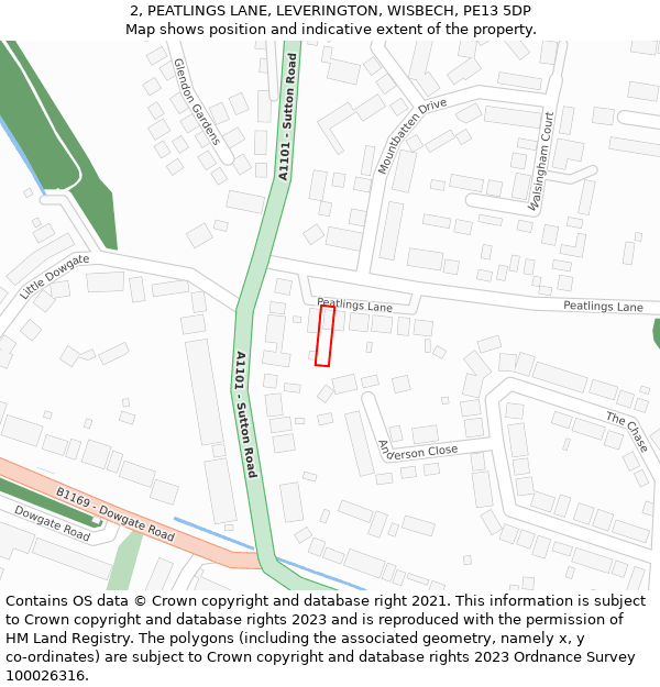 2, PEATLINGS LANE, LEVERINGTON, WISBECH, PE13 5DP: Location map and indicative extent of plot