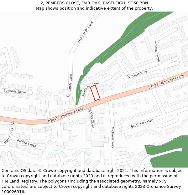 2, PEMBERS CLOSE, FAIR OAK, EASTLEIGH, SO50 7BN: Location map and indicative extent of plot