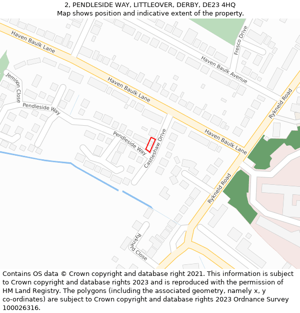 2, PENDLESIDE WAY, LITTLEOVER, DERBY, DE23 4HQ: Location map and indicative extent of plot