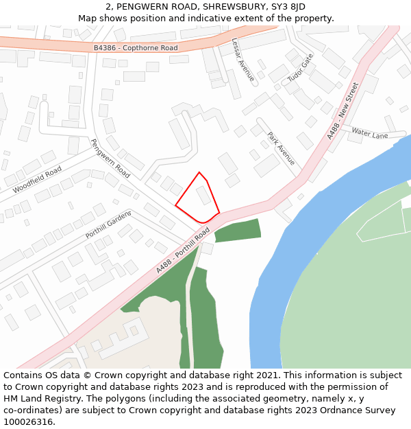 2, PENGWERN ROAD, SHREWSBURY, SY3 8JD: Location map and indicative extent of plot