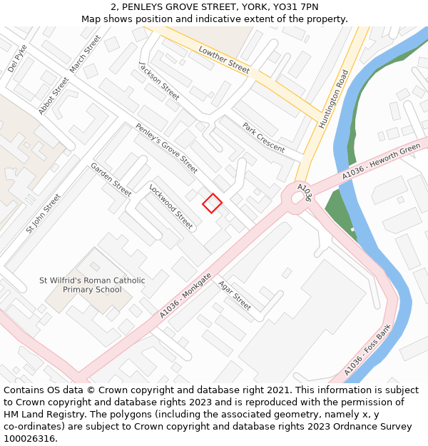 2, PENLEYS GROVE STREET, YORK, YO31 7PN: Location map and indicative extent of plot