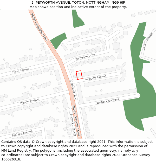 2, PETWORTH AVENUE, TOTON, NOTTINGHAM, NG9 6JF: Location map and indicative extent of plot