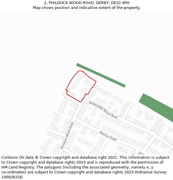 2, PHILDOCK WOOD ROAD, DERBY, DE22 4PH: Location map and indicative extent of plot