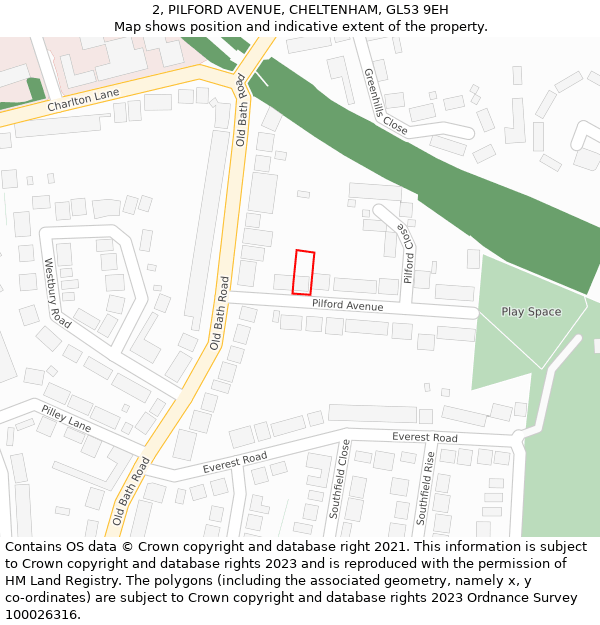 2, PILFORD AVENUE, CHELTENHAM, GL53 9EH: Location map and indicative extent of plot