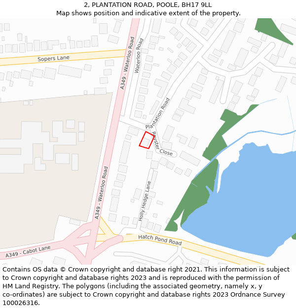 2, PLANTATION ROAD, POOLE, BH17 9LL: Location map and indicative extent of plot