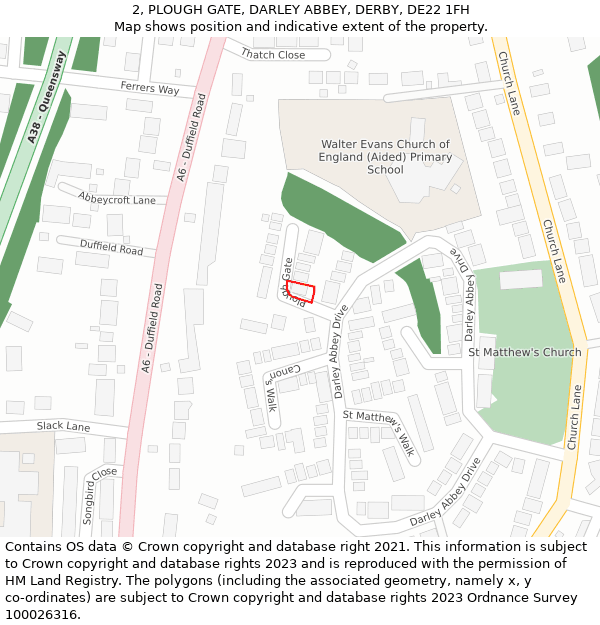 2, PLOUGH GATE, DARLEY ABBEY, DERBY, DE22 1FH: Location map and indicative extent of plot