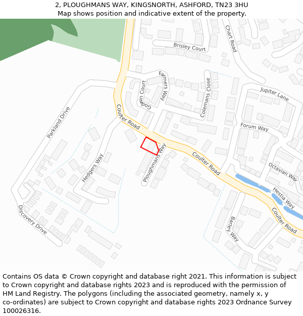 2, PLOUGHMANS WAY, KINGSNORTH, ASHFORD, TN23 3HU: Location map and indicative extent of plot