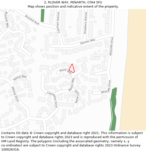 2, PLOVER WAY, PENARTH, CF64 5FU: Location map and indicative extent of plot