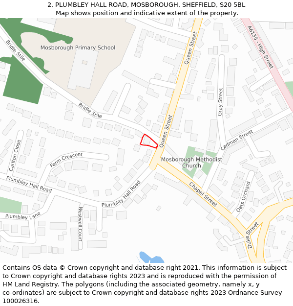 2, PLUMBLEY HALL ROAD, MOSBOROUGH, SHEFFIELD, S20 5BL: Location map and indicative extent of plot