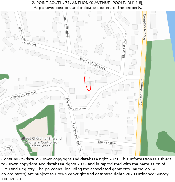 2, POINT SOUTH, 71, ANTHONYS AVENUE, POOLE, BH14 8JJ: Location map and indicative extent of plot