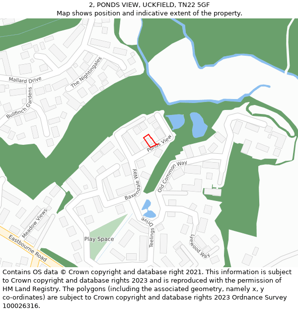2, PONDS VIEW, UCKFIELD, TN22 5GF: Location map and indicative extent of plot