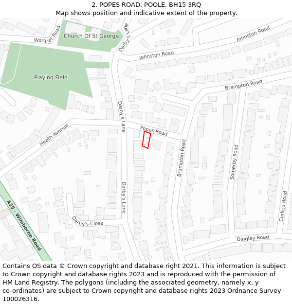 2, POPES ROAD, POOLE, BH15 3RQ: Location map and indicative extent of plot